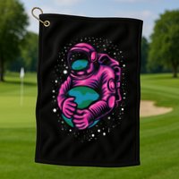 Astronaut Holding The Earth Close Golf Towel