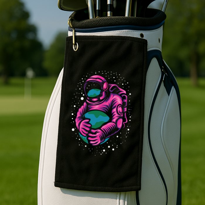 Astronaut Holding The Earth Close Golf Towel