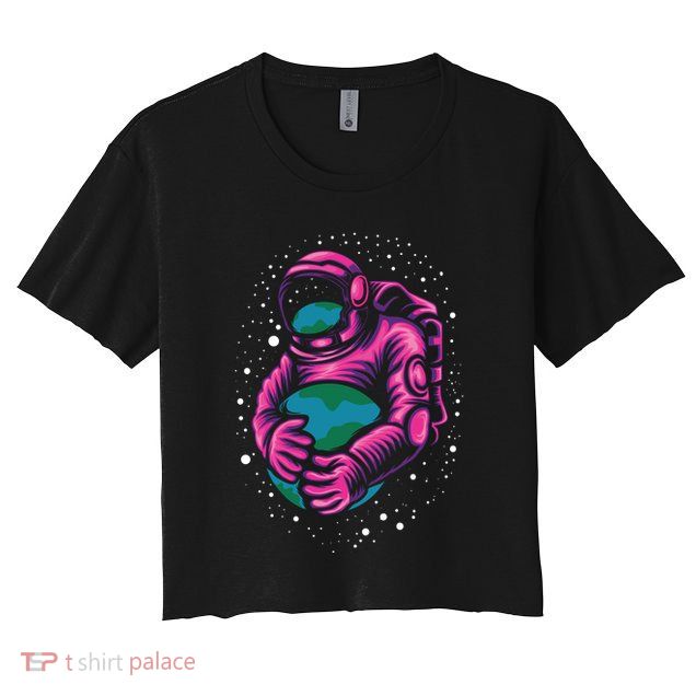 Astronaut Holding The Earth Close Crop Top