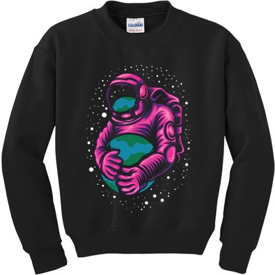 Astronaut Holding The Earth Close Kids Sweatshirt