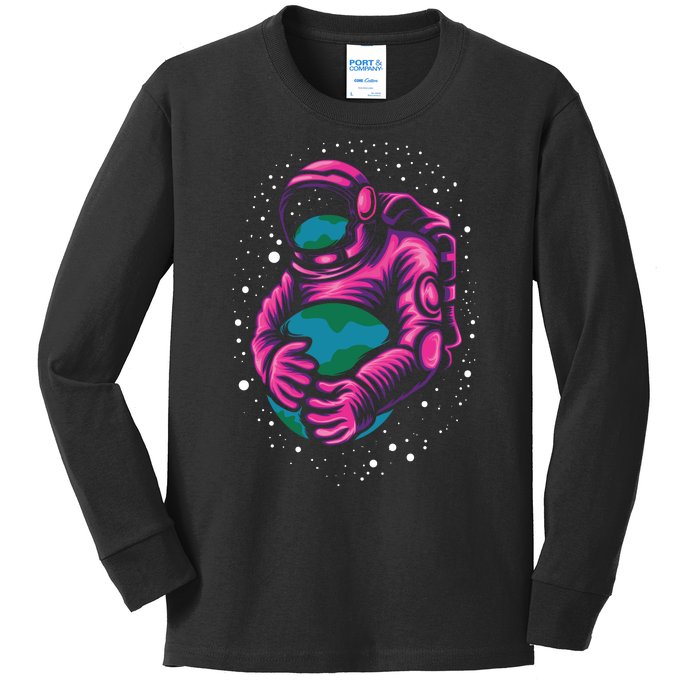 Astronaut Holding The Earth Close Kids Long Sleeve Shirt