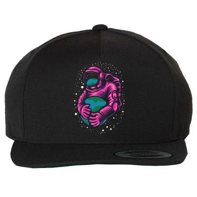 Astronaut Holding The Earth Close Wool Snapback Cap