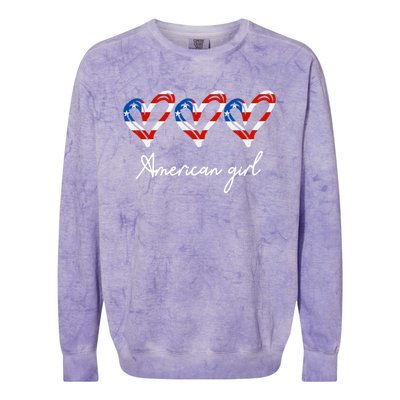 American Heart Us Flag 4th Of July America Patriotic Cool Gift Colorblast Crewneck Sweatshirt