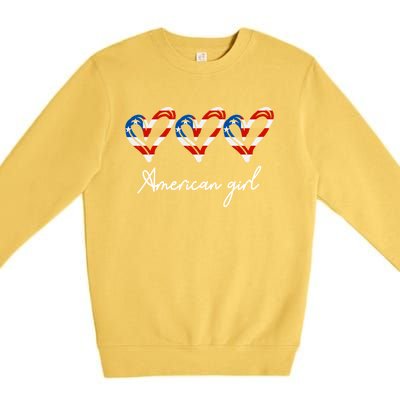 American Heart Us Flag 4th Of July America Patriotic Cool Gift Premium Crewneck Sweatshirt