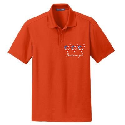 American Heart Us Flag 4th Of July America Patriotic Cool Gift Dry Zone Grid Polo