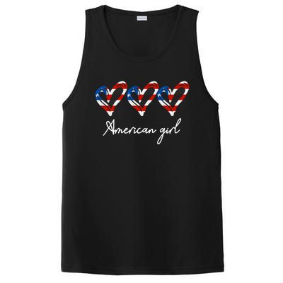 American Heart Us Flag 4th Of July America Patriotic Cool Gift PosiCharge Competitor Tank