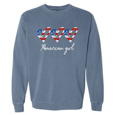 American Heart Us Flag 4th Of July America Patriotic Cool Gift Garment-Dyed Sweatshirt