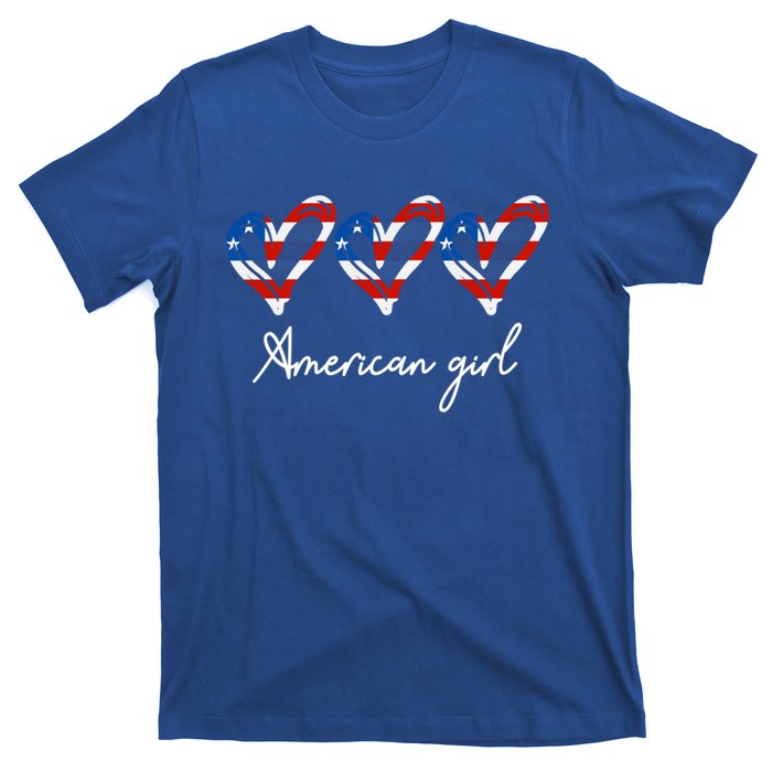 American Heart Us Flag 4th Of July America Patriotic Cool Gift T-Shirt