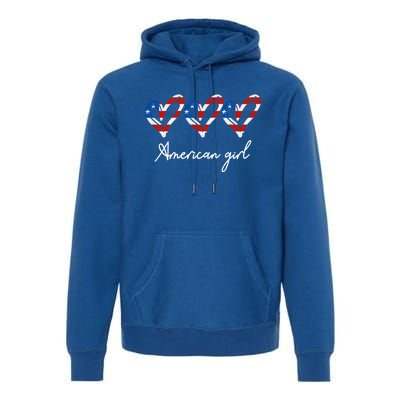 American Heart Us Flag 4th Of July America Patriotic Cool Gift Premium Hoodie