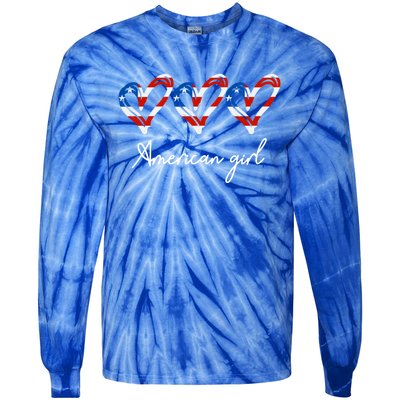 American Heart Us Flag 4th Of July America Patriotic Cool Gift Tie-Dye Long Sleeve Shirt