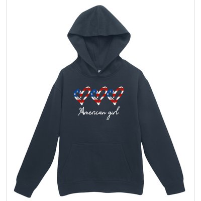 American Heart Us Flag 4th Of July America Patriotic Cool Gift Urban Pullover Hoodie