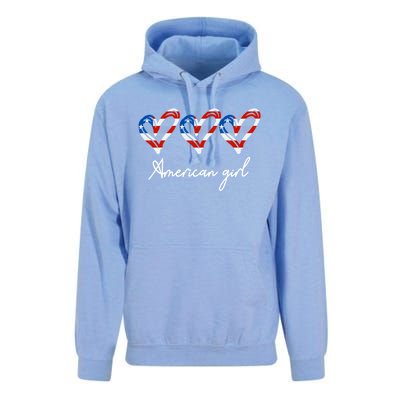 American Heart Us Flag 4th Of July America Patriotic Cool Gift Unisex Surf Hoodie