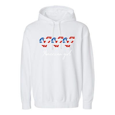 American Heart Us Flag 4th Of July America Patriotic Cool Gift Garment-Dyed Fleece Hoodie