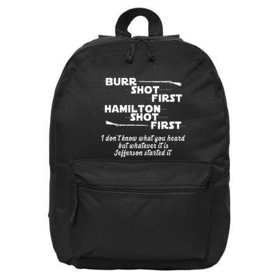 Alexander Hamilton Unique & Funny Burr Shot First 16 in Basic Backpack
