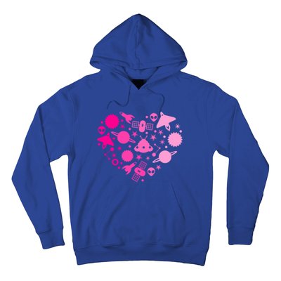 Alien Happy Valentines Day Heart Pink Rocket Ufo Gift Hoodie