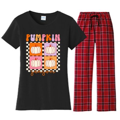 Autumn Harvest Vintage Plaid Pumpkin Season Women's Flannel Pajama Set