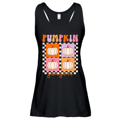 Autumn Harvest Vintage Plaid Pumpkin Season Ladies Essential Flowy Tank