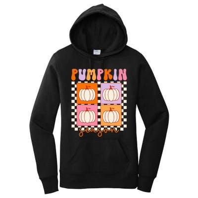 Autumn Harvest Vintage Plaid Pumpkin Season Women's Pullover Hoodie