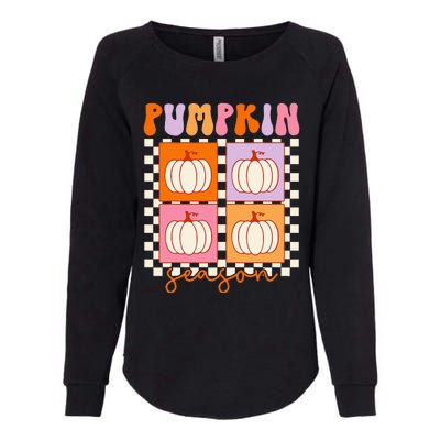 Autumn Harvest Vintage Plaid Pumpkin Season Womens California Wash Sweatshirt