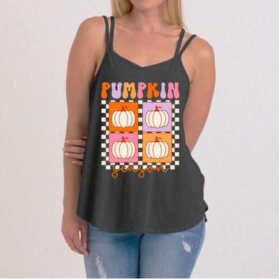 Autumn Harvest Vintage Plaid Pumpkin Season Women's Strappy Tank