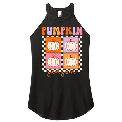 Autumn Harvest Vintage Plaid Pumpkin Season Women's Perfect Tri Rocker Tank