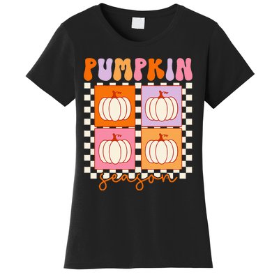 Autumn Harvest Vintage Plaid Pumpkin Season Women's T-Shirt