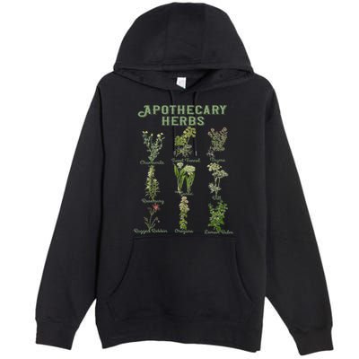 Apothecary Herbs Vintage Botanical Plants Cottagecore Premium Pullover Hoodie