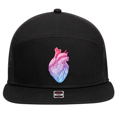 Anatomical Heart Valentines Day For Nurses & Doctors 7 Panel Mesh Trucker Snapback Hat