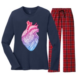 Anatomical Heart Valentines Day For Nurses & Doctors Women's Long Sleeve Flannel Pajama Set 