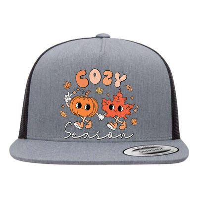 Autumn Harvest Vintage Vibes Retro Pumpkin Farming Flat Bill Trucker Hat