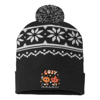 Autumn Harvest Vintage Vibes Retro Pumpkin Farming USA-Made Snowflake Beanie