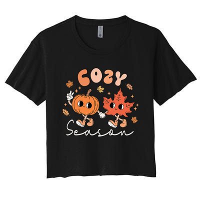 Autumn Harvest Vintage Vibes Retro Pumpkin Farming Women's Crop Top Tee