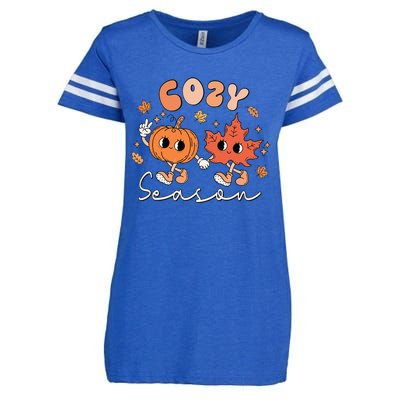 Autumn Harvest Vintage Vibes Retro Pumpkin Farming Enza Ladies Jersey Football T-Shirt