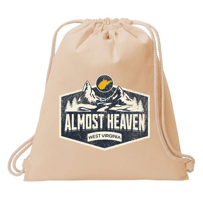 Almost Heaven West Virginia Map Home Drawstring Bag