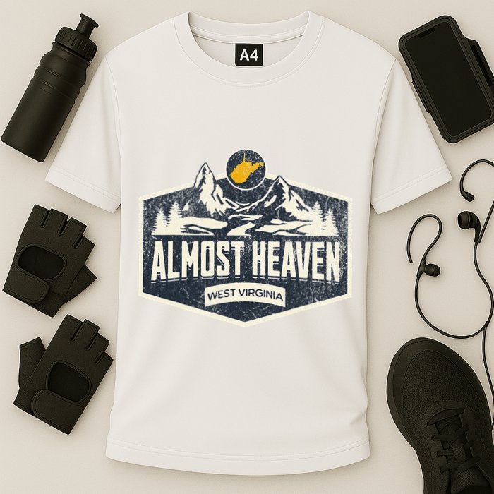 Almost Heaven West Virginia Map Home Cooling Performance Crew T-Shirt