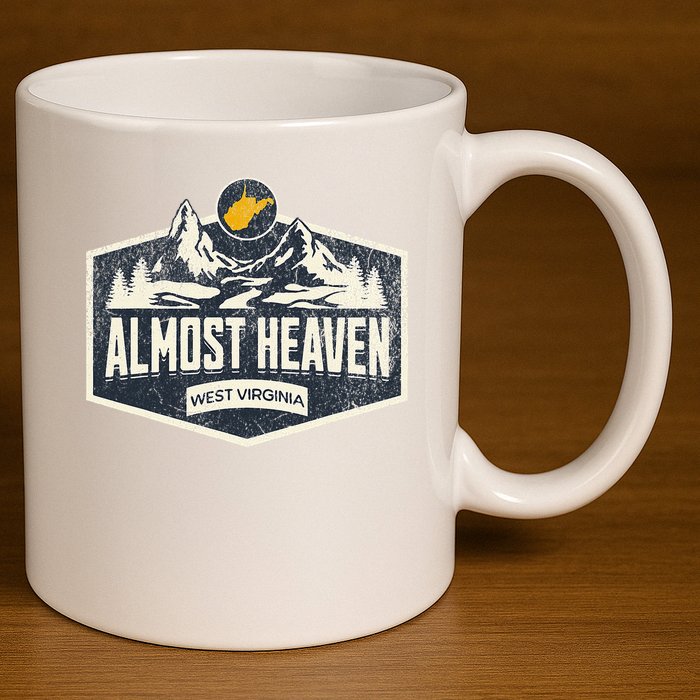 Almost Heaven West Virginia Map Home 11oz C Handle Ceramic Mug