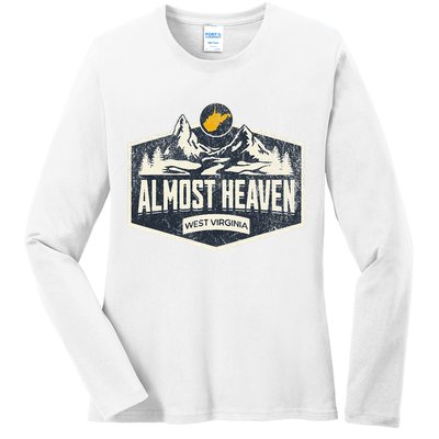 Almost Heaven West Virginia Map Home Ladies Long Sleeve Shirt