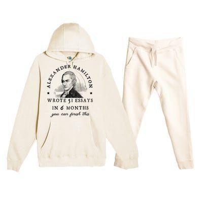 Alexander Hamiton Wrote 51 Essays Iin 6 Months Vintage Premium Hooded Sweatsuit Set