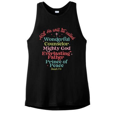 And He Will Be Called Isaiah 96 Bible Verses Jesus Xmas Ladies PosiCharge Tri-Blend Wicking Tank