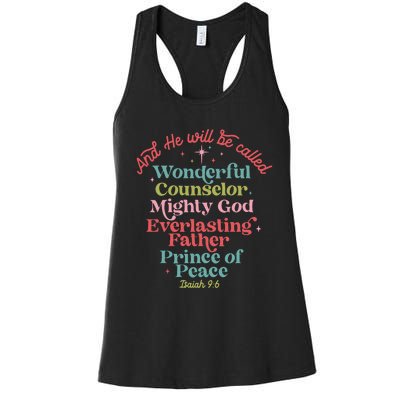 And He Will Be Called Isaiah 96 Bible Verses Jesus Xmas Women's Racerback Tank