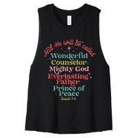 And He Will Be Called Isaiah 96 Bible Verses Jesus Xmas Women's Racerback Cropped Tank