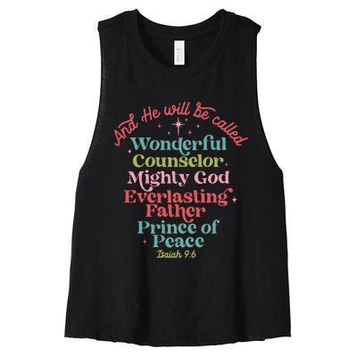 And He Will Be Called Isaiah 96 Bible Verses Jesus Xmas Women's Racerback Cropped Tank