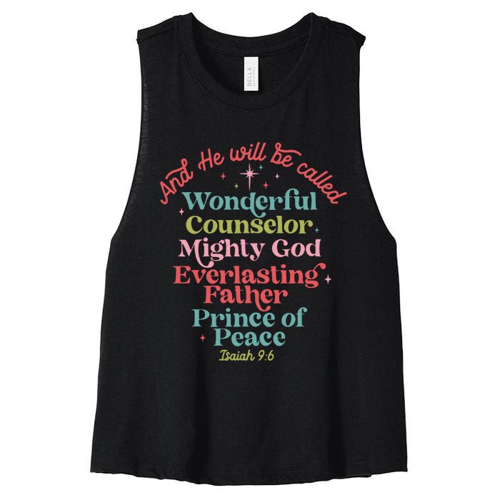 And He Will Be Called Isaiah 96 Bible Verses Jesus Xmas Women's Racerback Cropped Tank