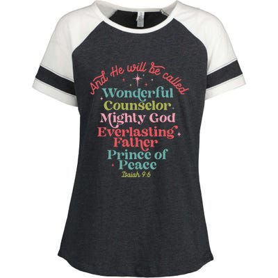 And He Will Be Called Isaiah 96 Bible Verses Jesus Xmas Enza Ladies Jersey Colorblock Tee