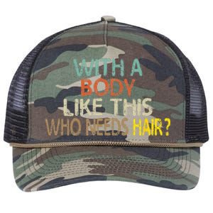 Aging Hairless With A Body Like This Who Needs Hair Retro Rope Trucker Hat Cap