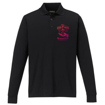 All Hard Work No Handouts Few WillHunt Gift Performance Long Sleeve Polo