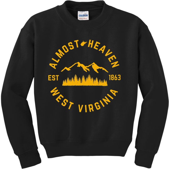 Almost Heaven West Virginia Mountains Forest WV Home Pride Kids Sweatshirt