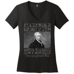 Alexander Hamilton Wrote 51 Essays In 6 Months Women's V-Neck T-Shirt