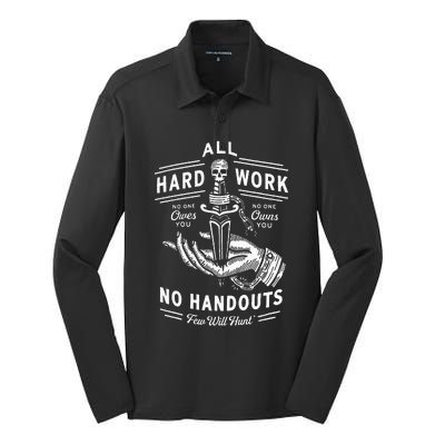 All Hard Work No Handouts Few Will Hunt Apparel Silk Touch Performance Long Sleeve Polo