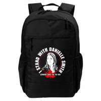 April Hutchinson Wearing I Stand With Danielle Smith Bella Canvas Signature Backpack
